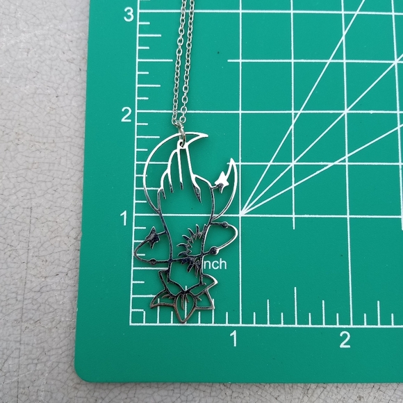 Stainless Steel Witchy Floral Moon Hand Necklace - Picture 3 of 3